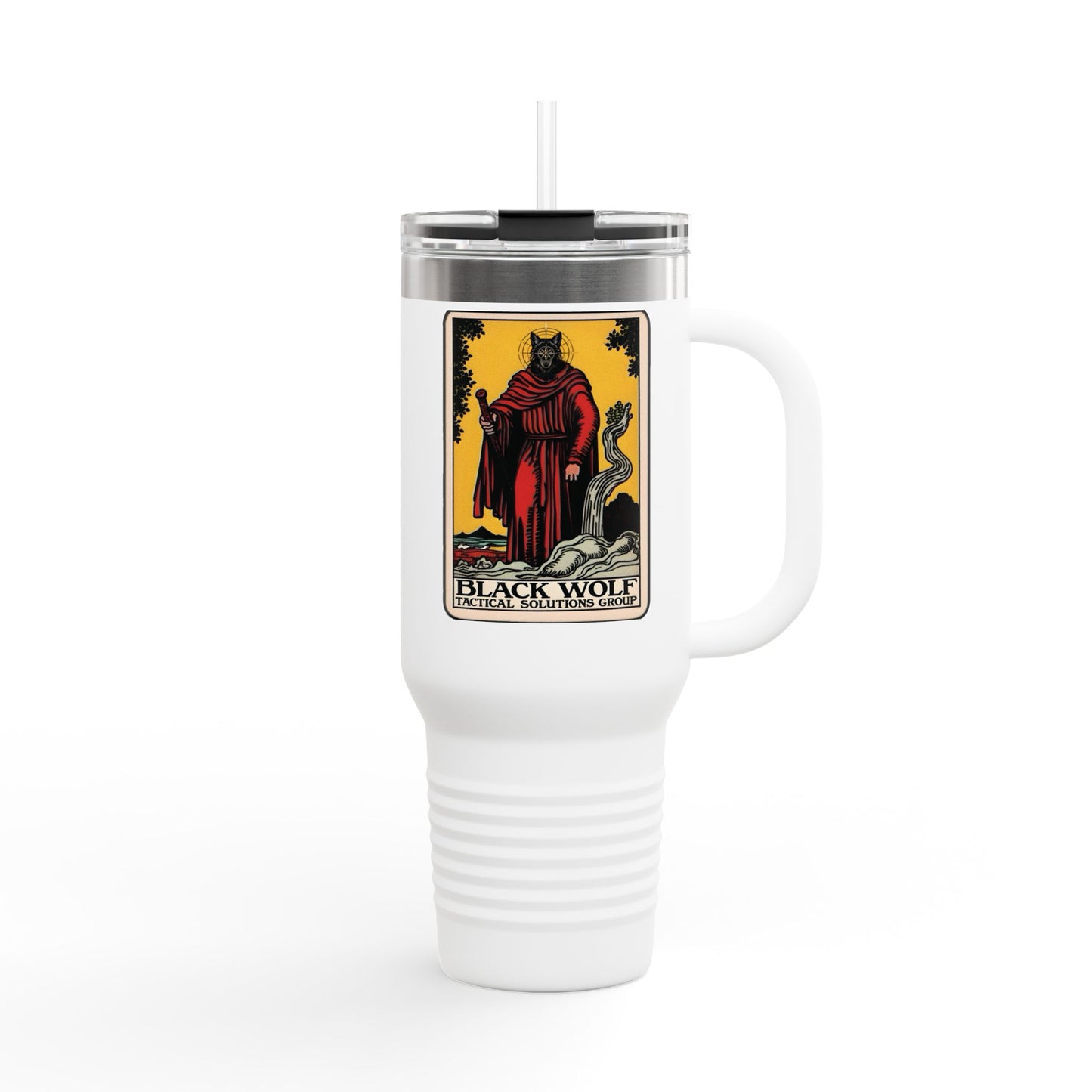 Black Wolf TSG Insulated Travel Mug - 40oz Stainless Steel with Straw