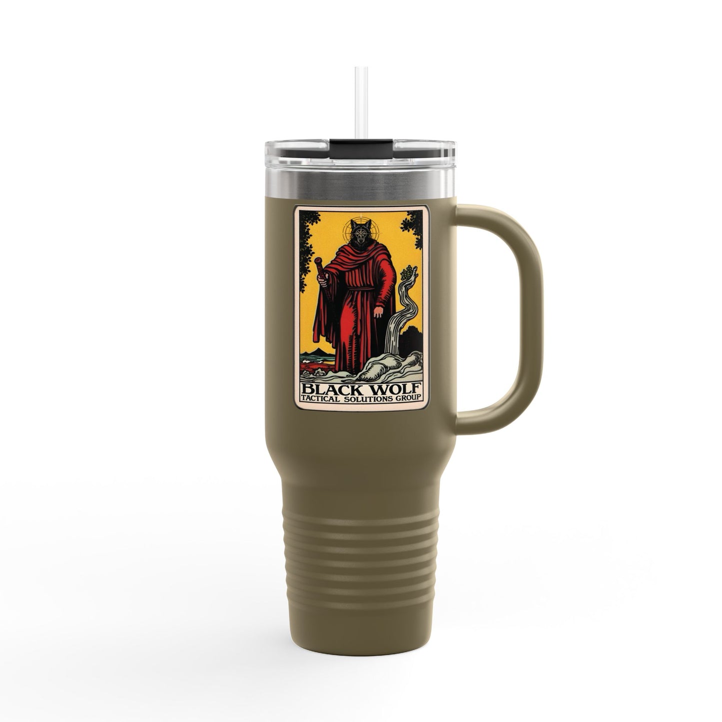Black Wolf TSG Insulated Travel Mug - 40oz Stainless Steel with Straw