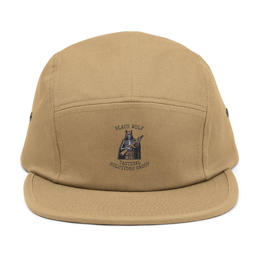 Black Wolf Embroidered 5 Panel Cap