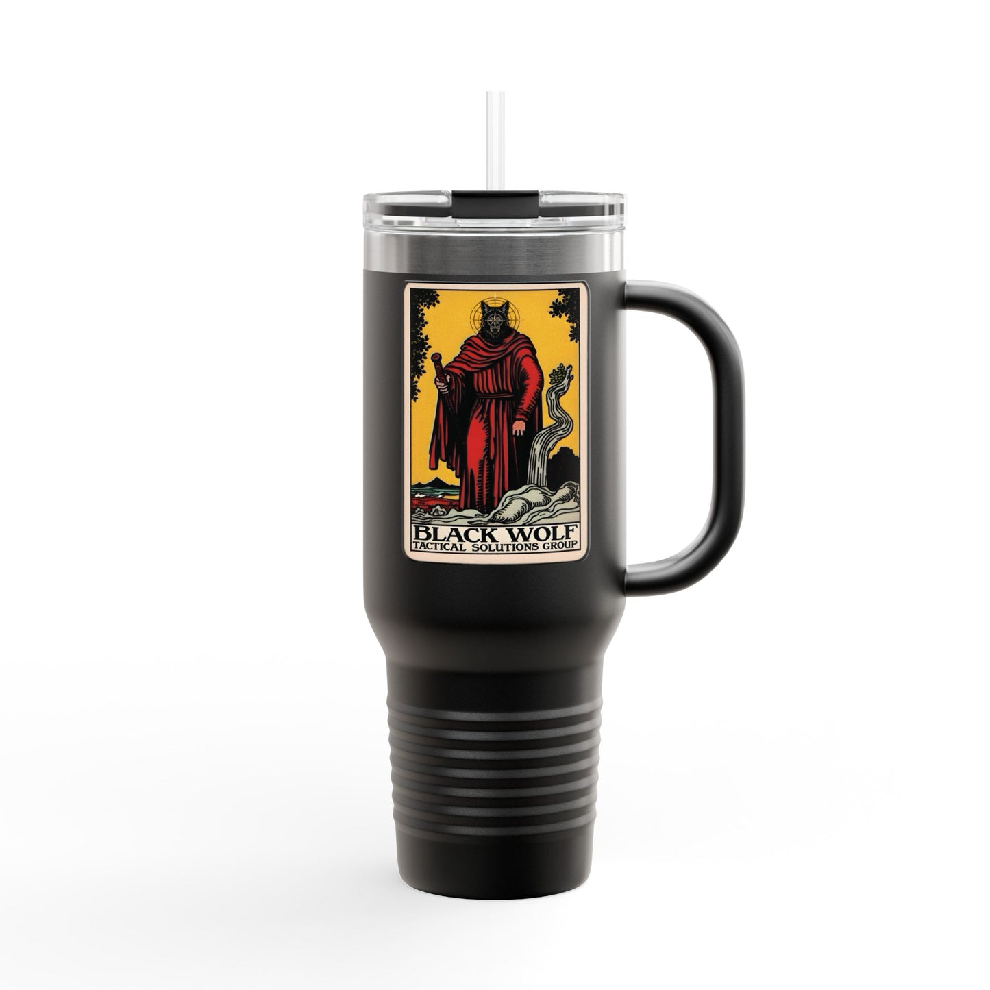 Black Wolf TSG Insulated Travel Mug - 40oz Stainless Steel with Straw